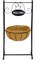 Sorbus Welcome Planter Basket Stand with Coco Liner, Stylish Flower, Plant, and Outdoor decor for Home, Garden, Patio, Deck, Black Metal
